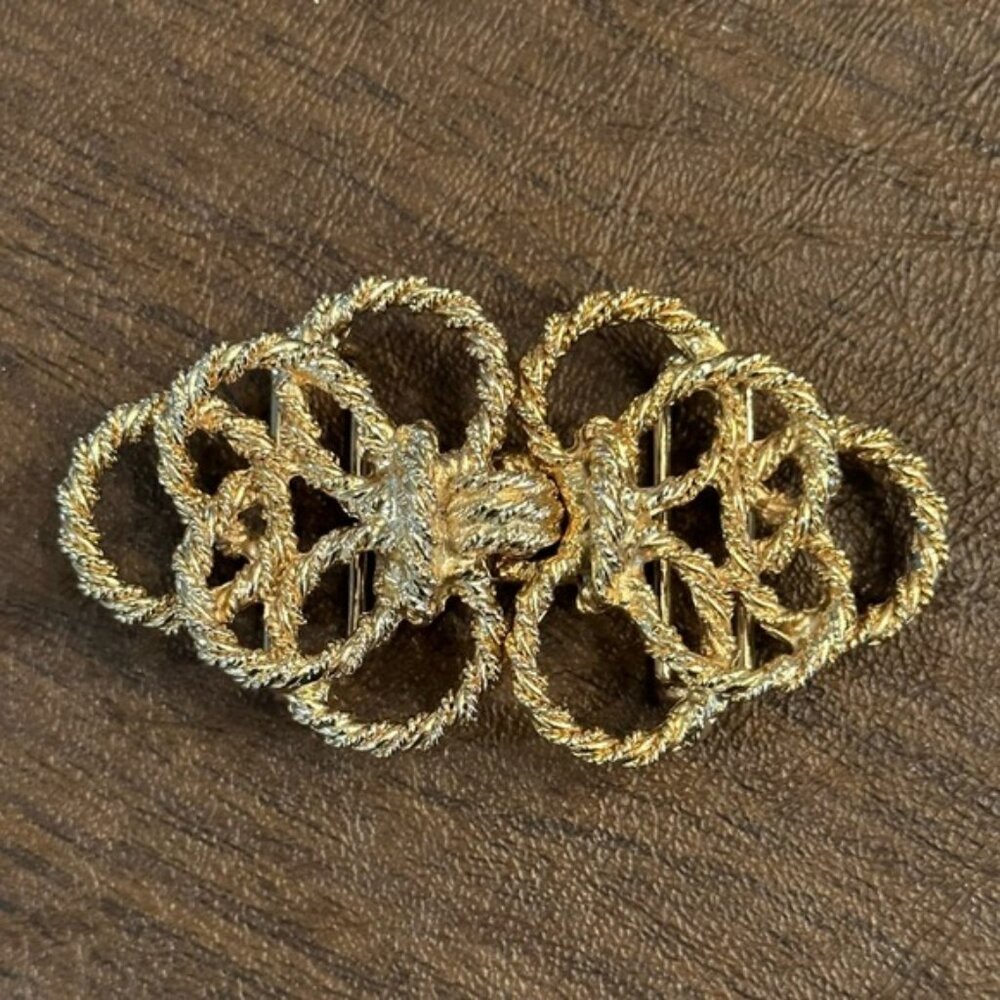 Vintage Mimi Di N 1986 Golden Twisted ROPE/LOVE KNOT 2 Piece Belt Buckle